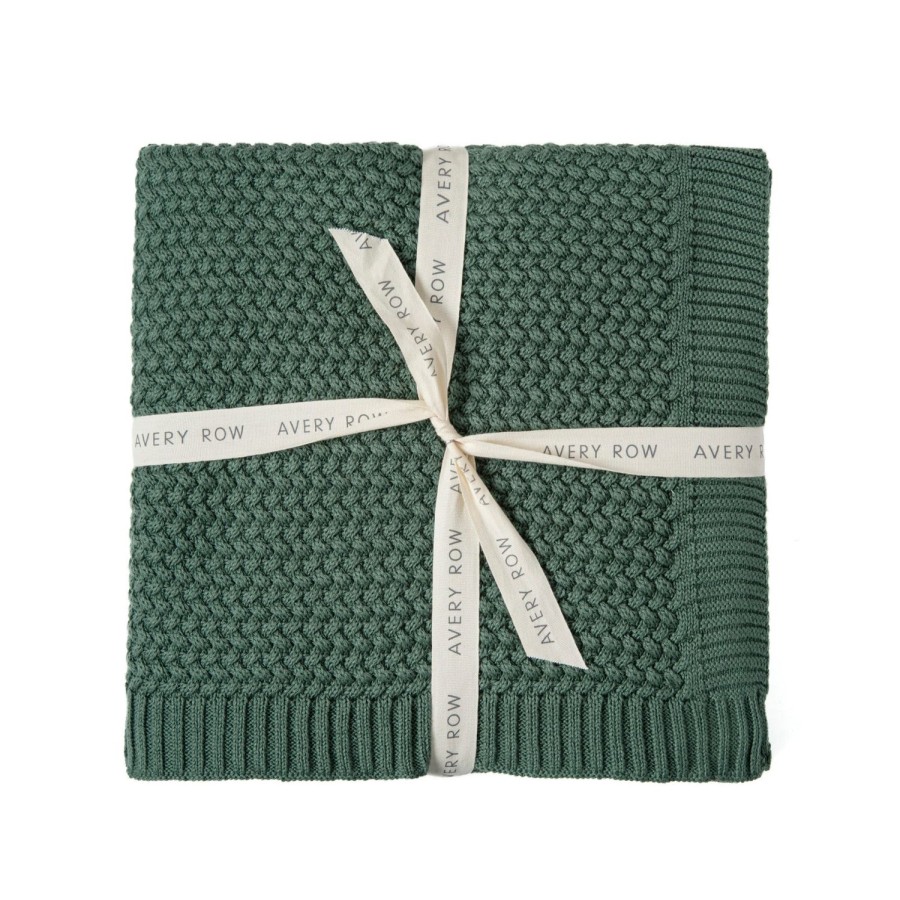 Nursery Avery Row | Plait Knit Baby Blanket Pine Green