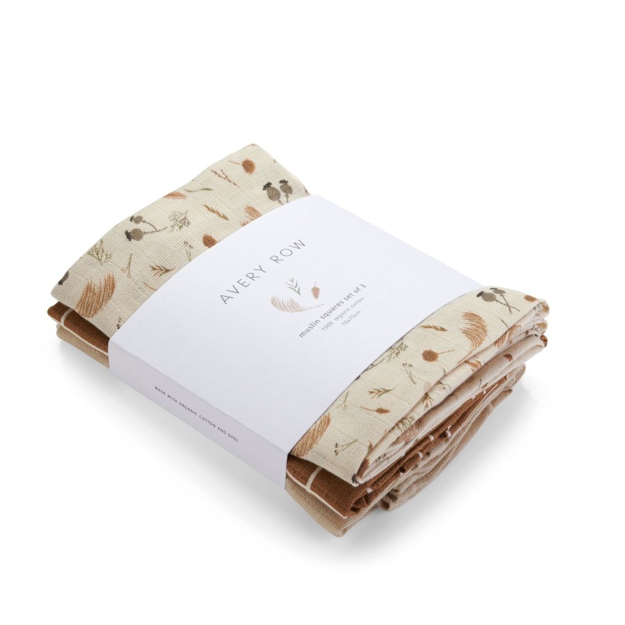 Baby Care Avery Row | Organic Baby Muslin Squares Set Of 3 Grasslands