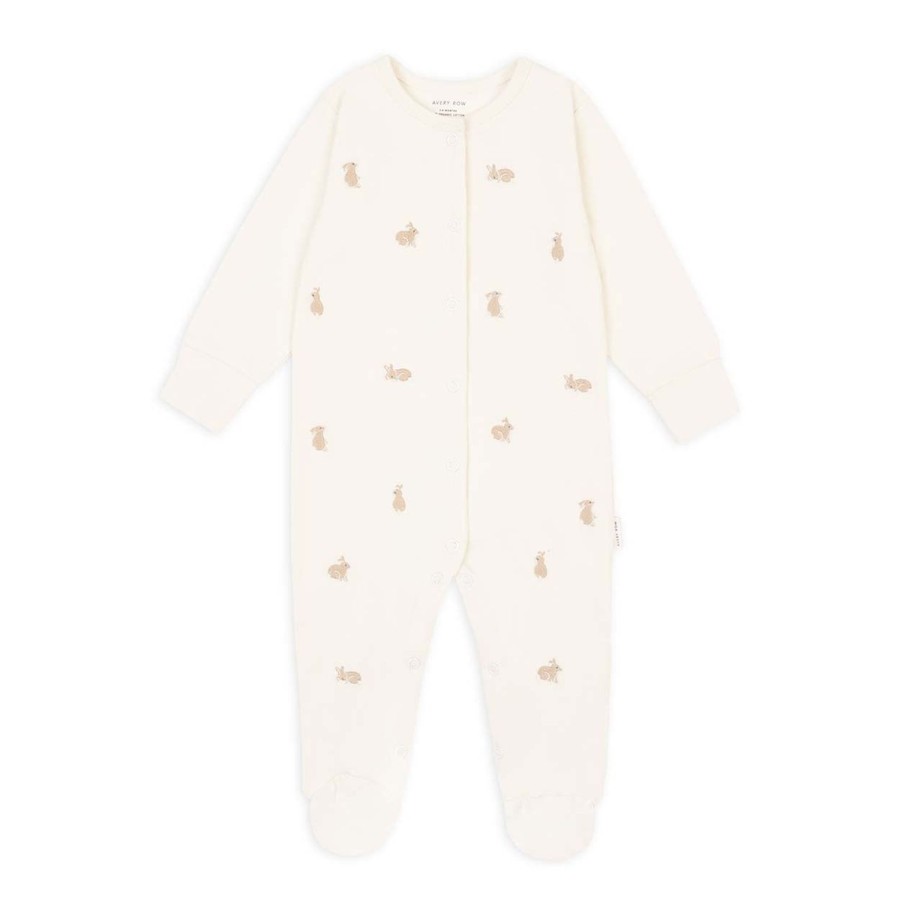 Baby Clothing Avery Row | Embroidered Sleepsuit Bunnies