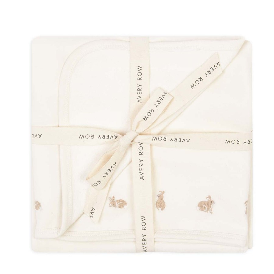 Nursery Avery Row | Embroidered Fleece Blanket - Bunnies