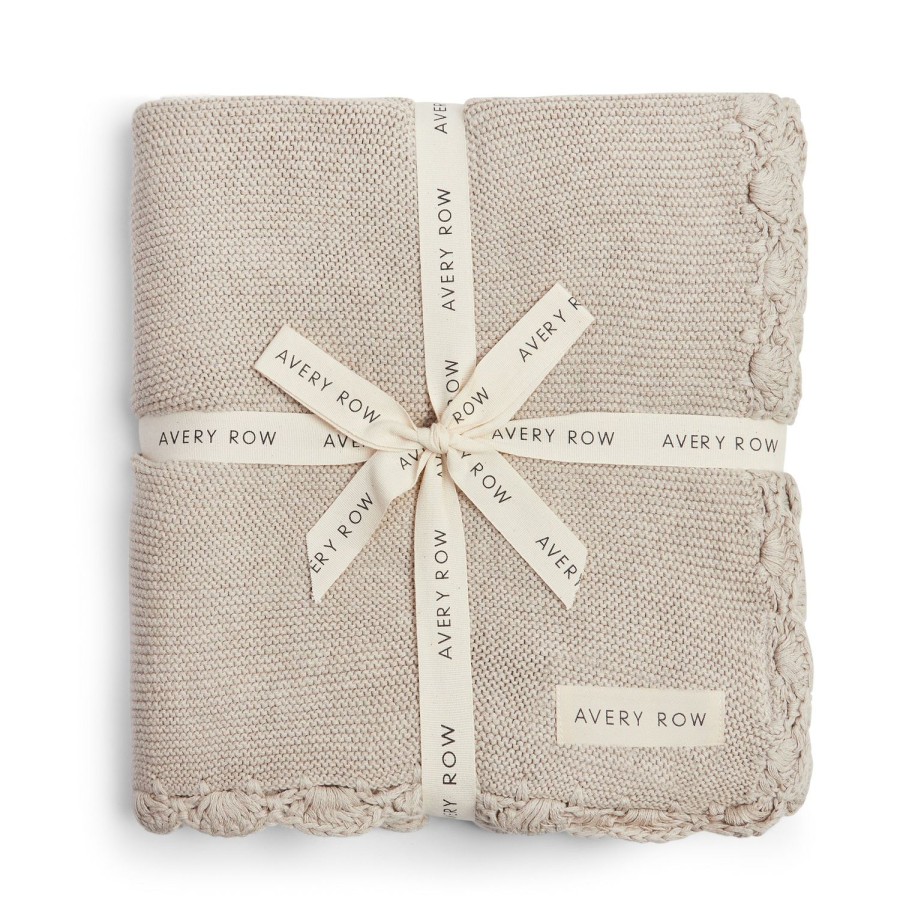 Nursery Avery Row | Scallop Knit Blanket Stone